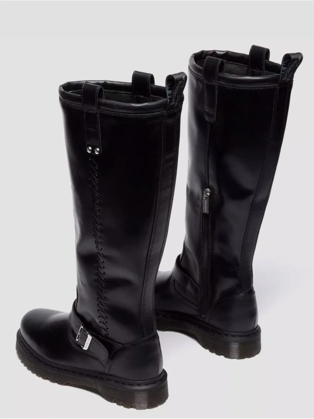 Dr Martens Anistone Black Leather Women's Knee-High Harness Boots Size 11 NIB - Picture 3 of 8